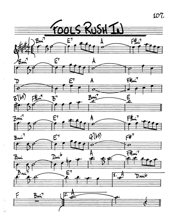 Partitura da música Fools Rush In