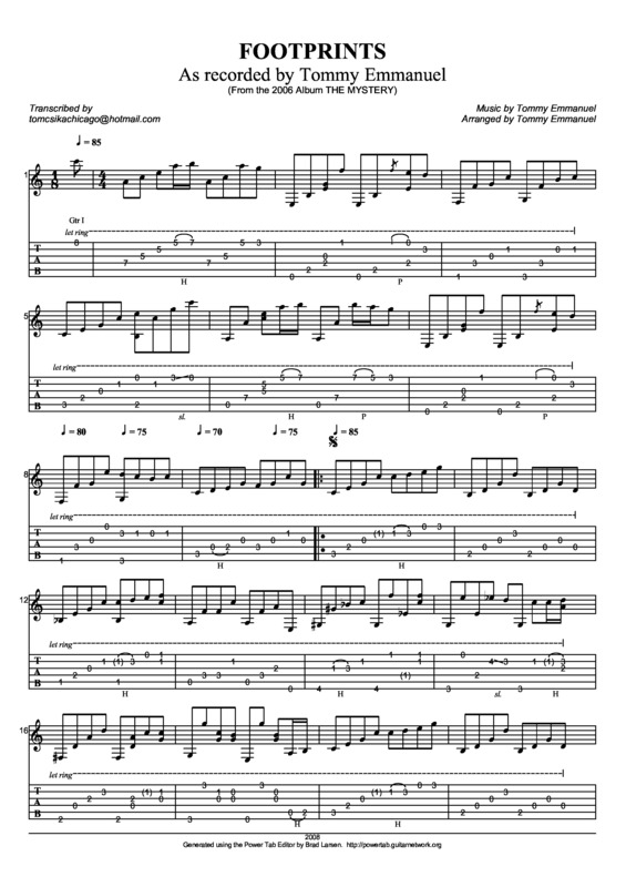 Partitura da música Footprints v.2