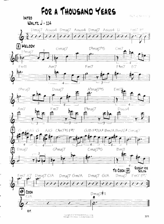 Partitura da música For A Thousand Years