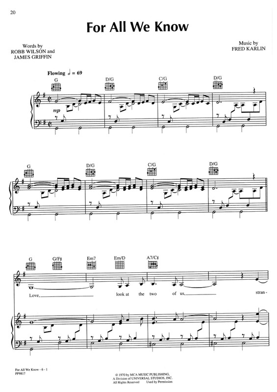 Partitura da música For All We Know v.2