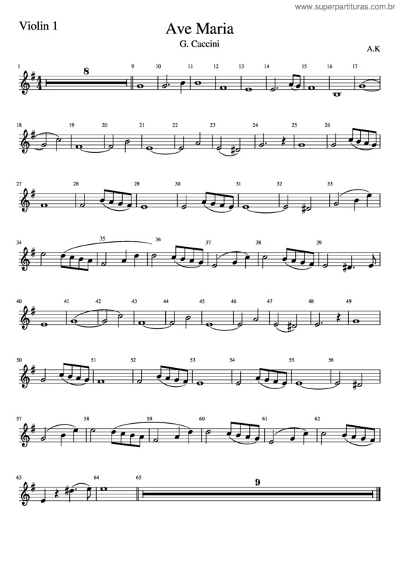 Partitura da música For David Ave Maria Violin 1