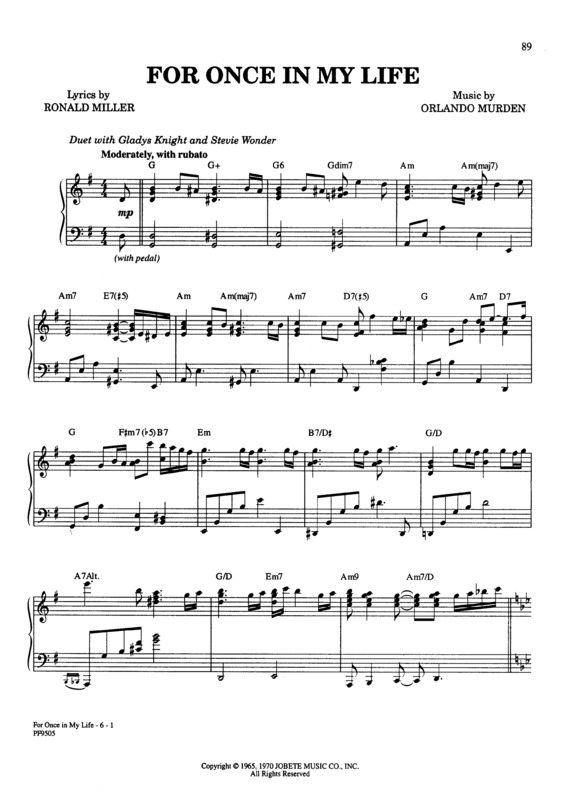 Partitura da música For Once In My Life v.4