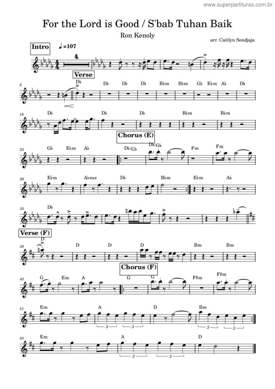 Partitura da música For The Lord Is Good