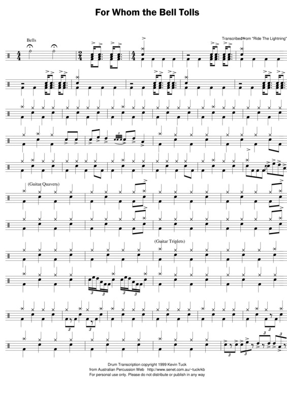 Partitura da música For Whom The Bell Tolls v.2