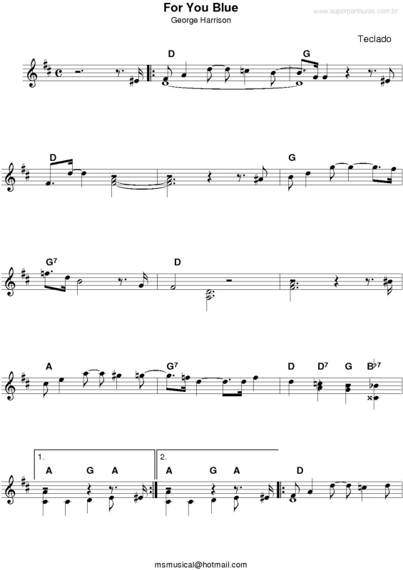 Partitura da música For You Blue v.2