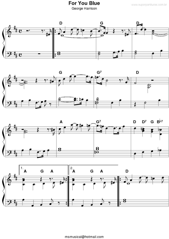 Partitura da música For You Blue