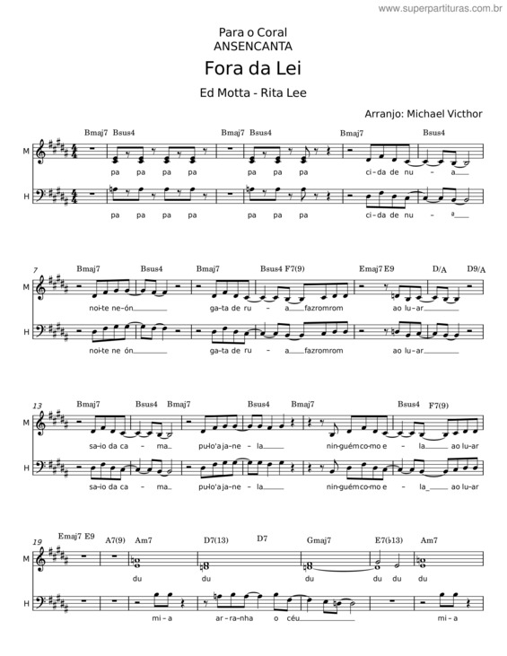 Partitura da música Fora Da Lei – Ed Motta/Rita Lee