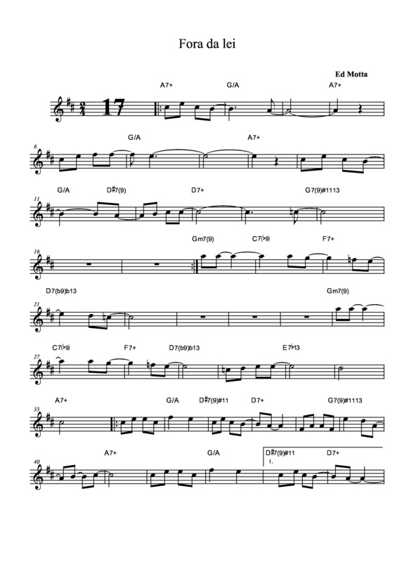 Partitura da música Fora da Lei