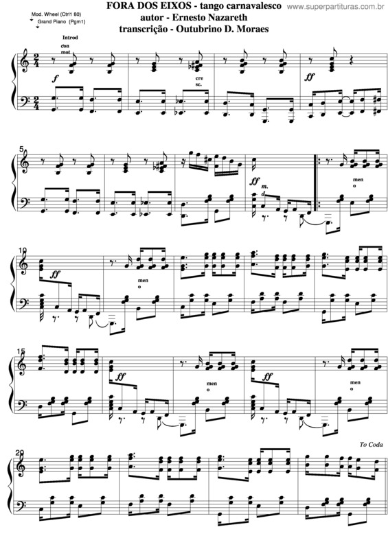 Partitura da música Fora Dos Eixos v.2