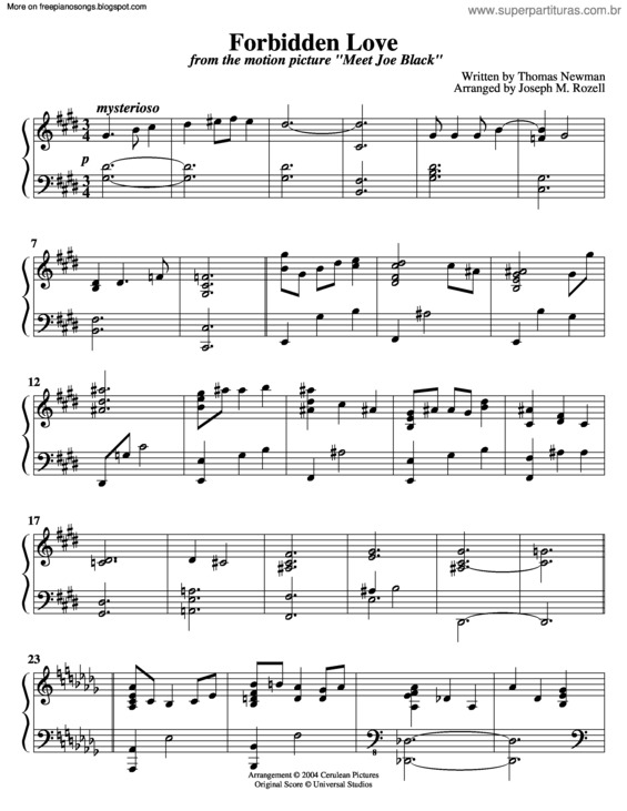 Partitura da música Forbidden Love (Meet Joe Black)