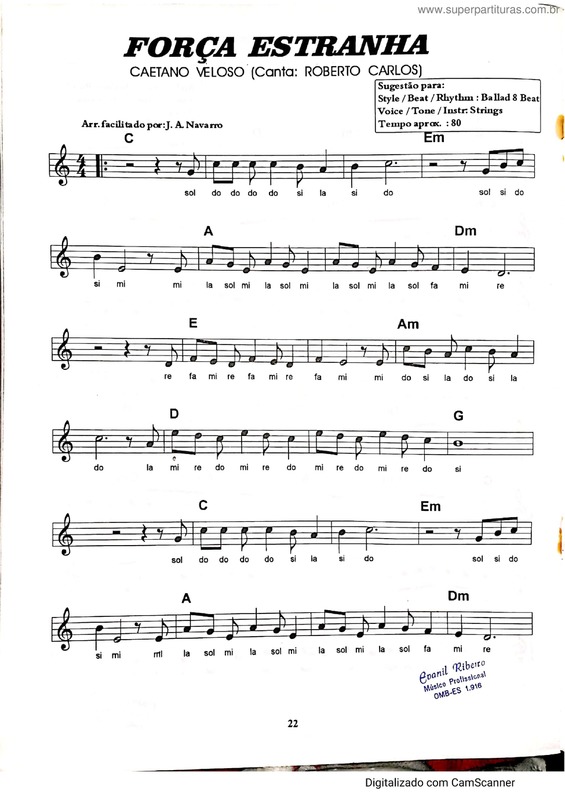 Partitura da música Força Estranha v.5