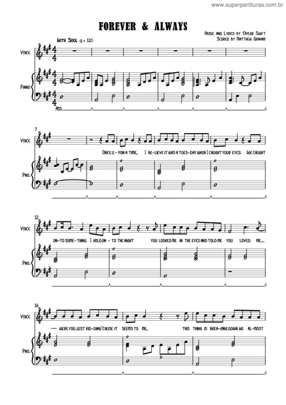 Partitura da música Forever And Always v.2