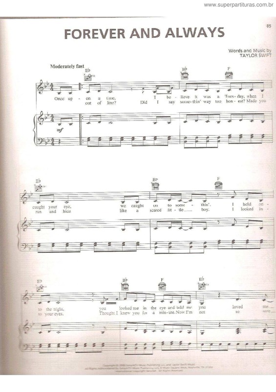 Partitura da música Forever and always