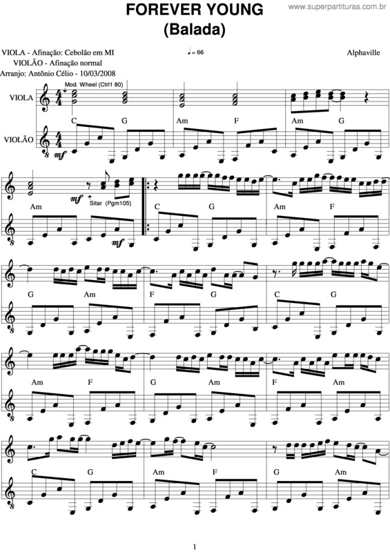 Partitura da música Forever Young v.2