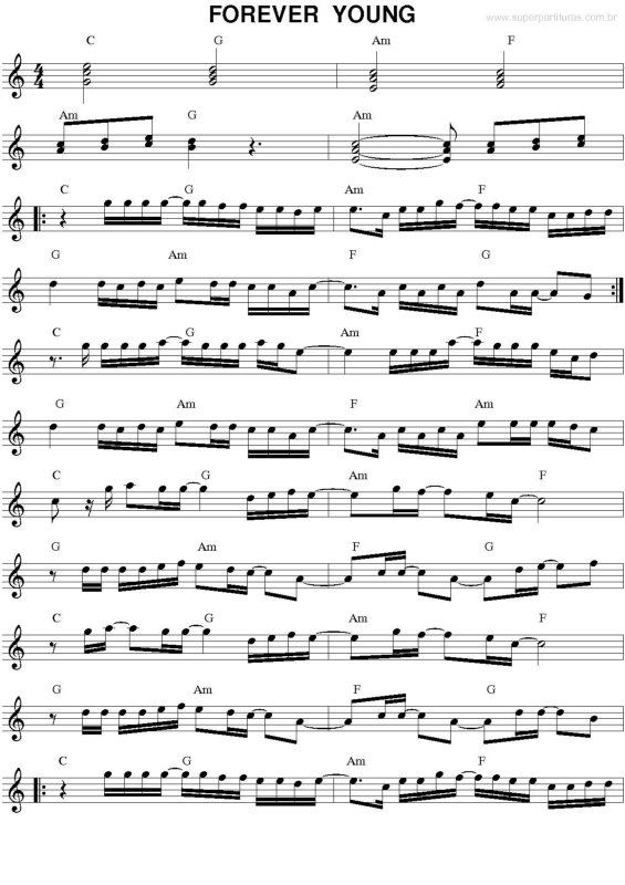 Partitura da música Forever Young