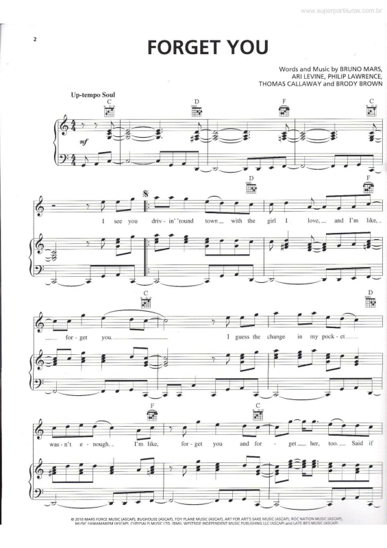 Partitura da música Forget You v.2