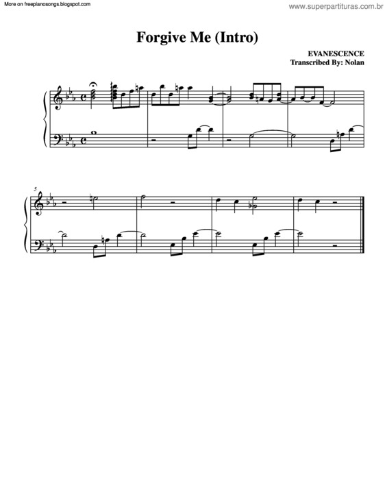 Partitura da música Forgive Me (Intro)