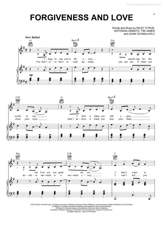 Partitura da música Forgiveness and Love