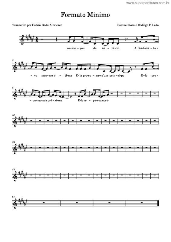 Partitura da música Formato Mínimo