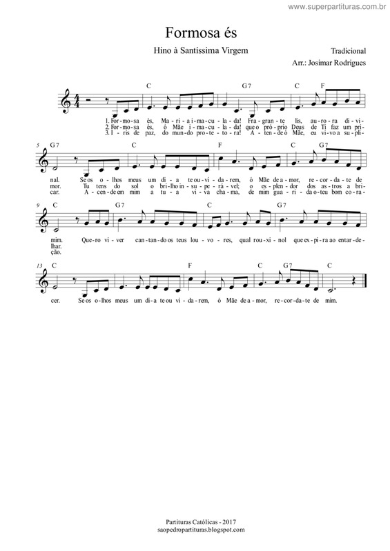 Partitura da música Formosa És