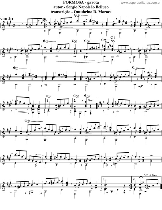 Partitura da música Formosa v.2