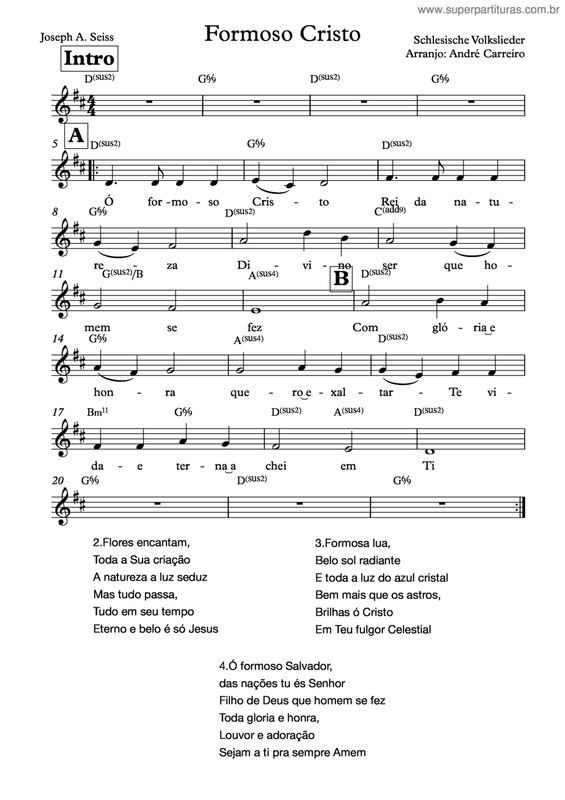 Partitura da música Formoso Cristo