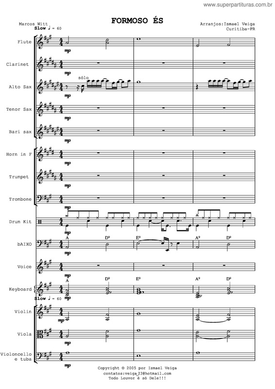 Partitura da música Formoso És