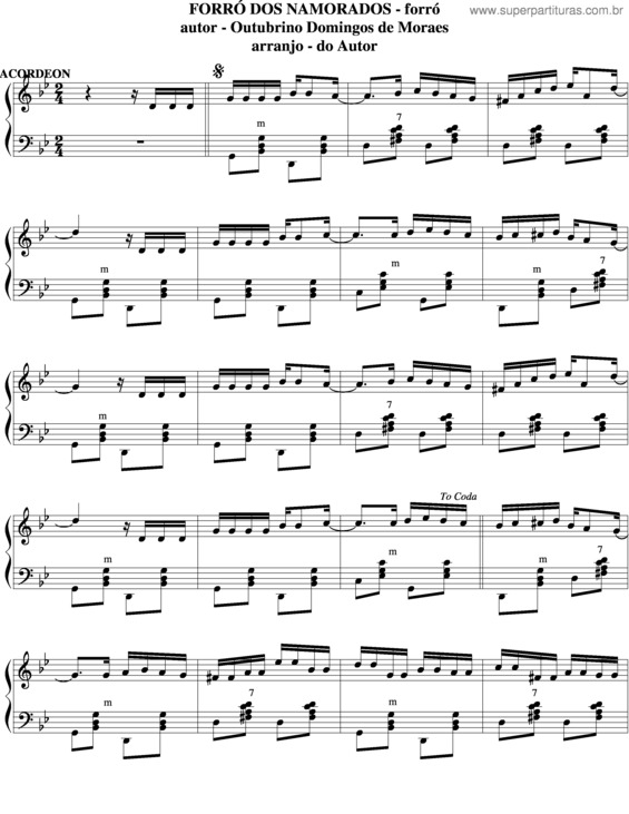 Partitura da música Forró Dos Namorados v.3