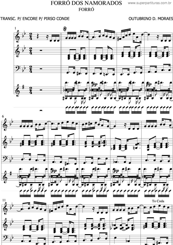 Partitura da música Forró Dos Namorados