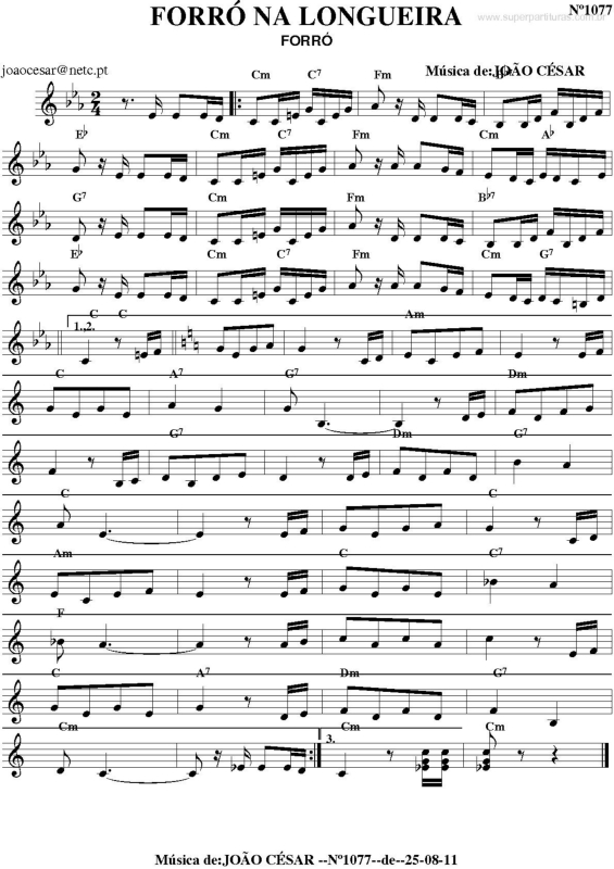 Partitura da música Forró na Longueira