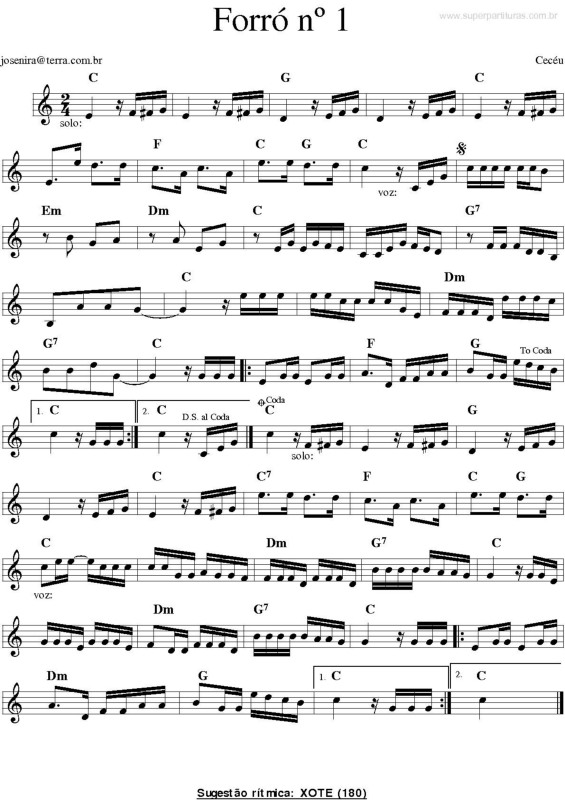 Partitura da música Forró no. 1