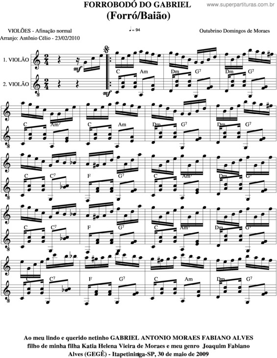 Partitura da música Forrobodó Do Gabriel v.2