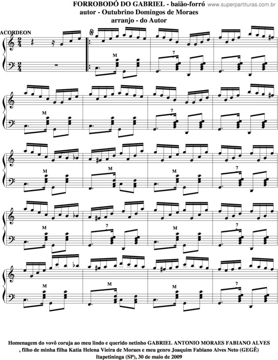 Partitura da música Forrobodó Do Gabriel v.3