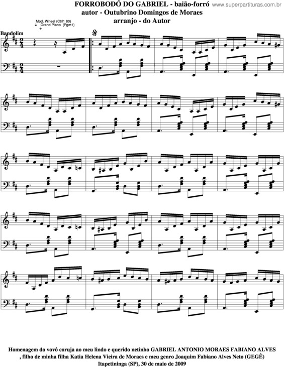 Partitura da música Forrobodó Do Gabriel v.5