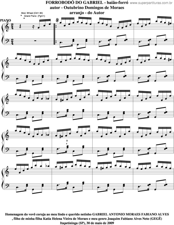 Partitura da música Forrobodó Do Gabriel v.6