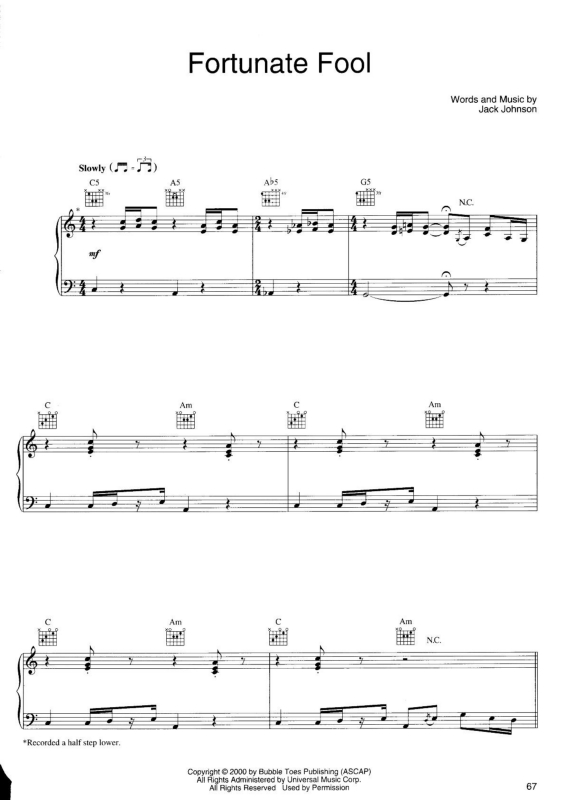 Partitura da música Fortunate Fool