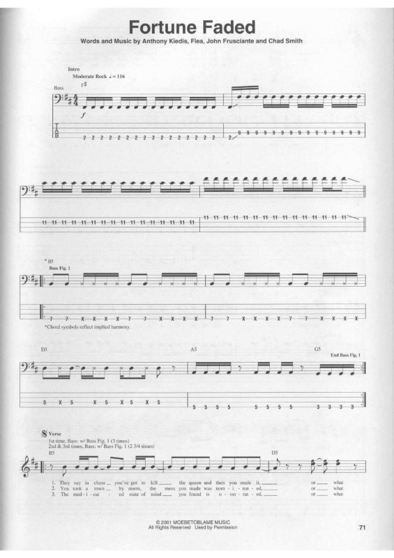 Partitura da música Fortune Faded