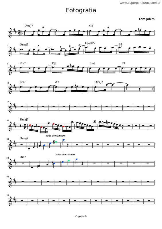 Partitura da música Fotografia – Rubens