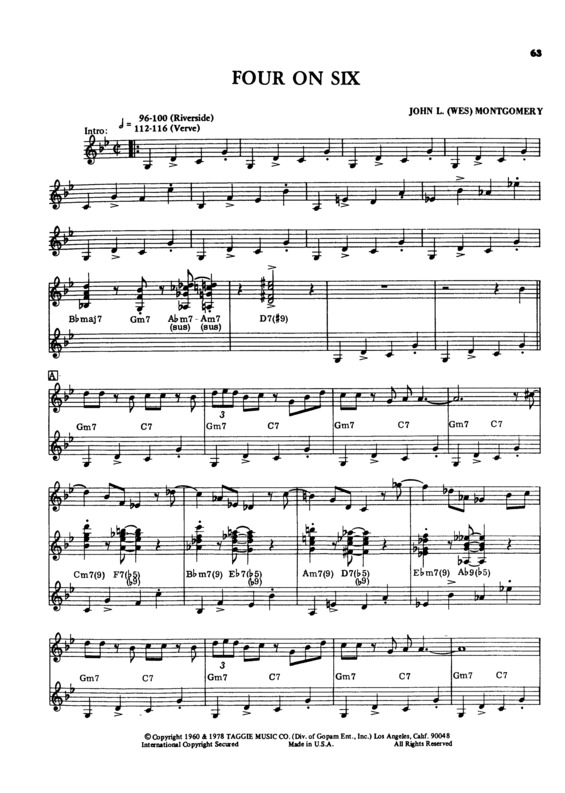 Partitura da música Four On Six