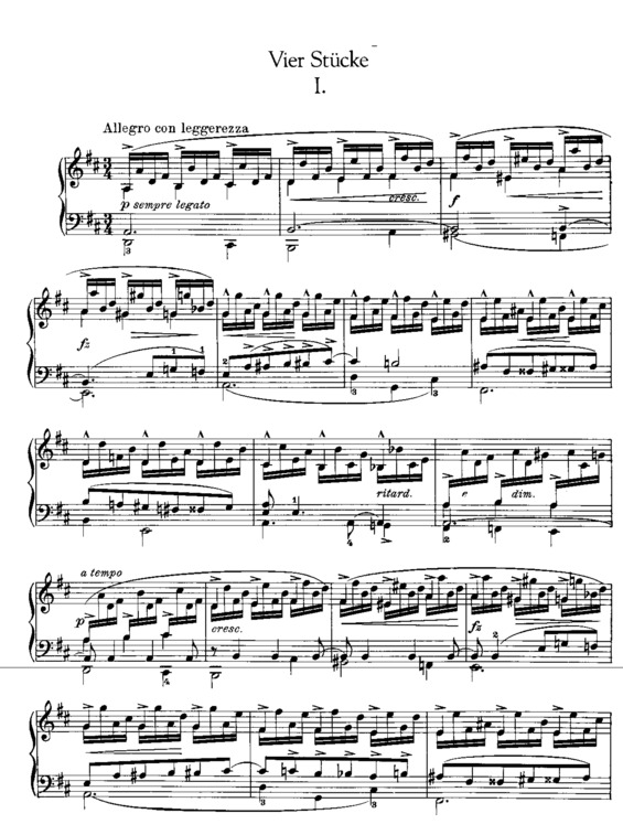 Partitura da música Four piano pieces