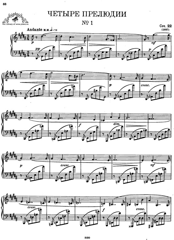 Partitura da música Four Preludes