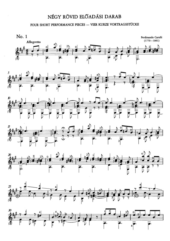 Partitura da música Four Short Performance Pieces