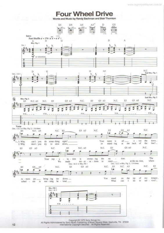 Partitura da música Four Wheel Drive