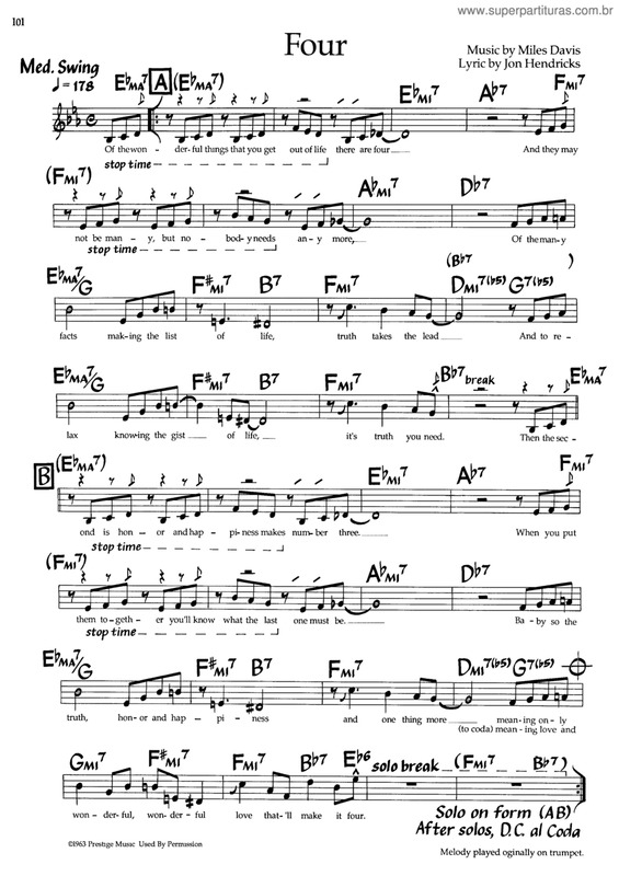 Partitura da música Four