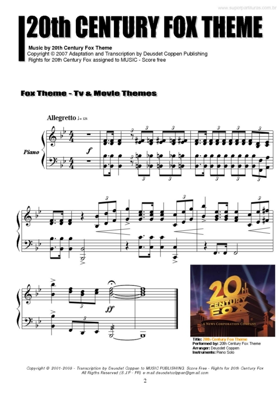 Partitura da música Fox Theme