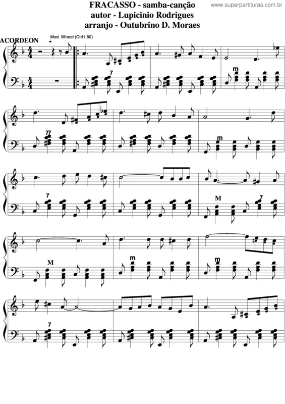 Partitura da música Fracasso