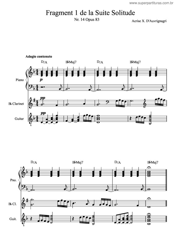 Partitura da música Fragment 1 De La Suite Solitude