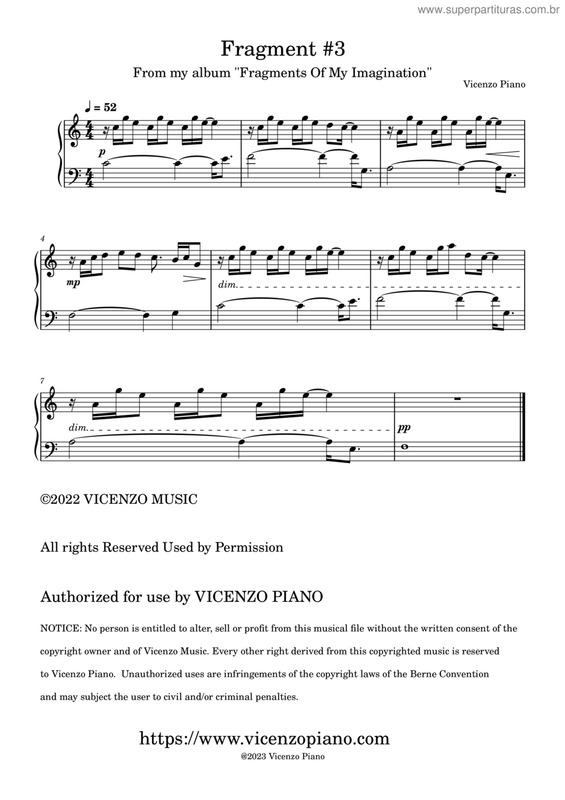 Partitura da música Fragments Of My Imagination, Vol. 3