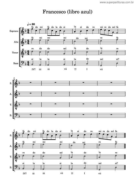 Partitura da música Francesco  Libro Azul