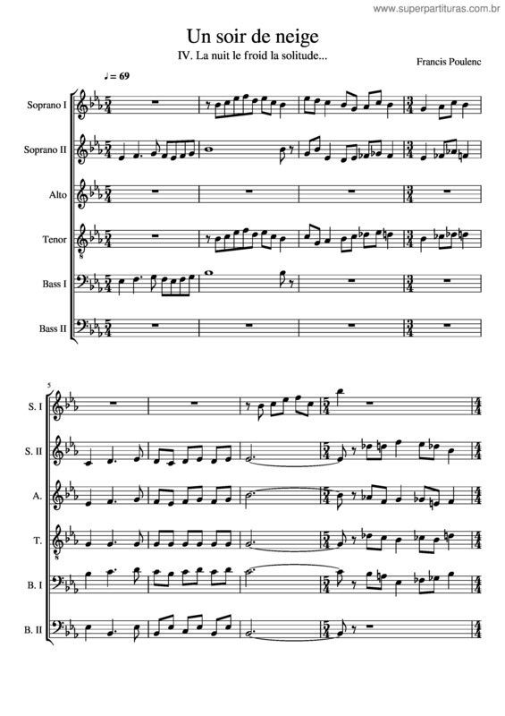 Partitura da música Francis Poulenc – Un Soir De Neige – 4. La Nuit Le Froid La Solitude